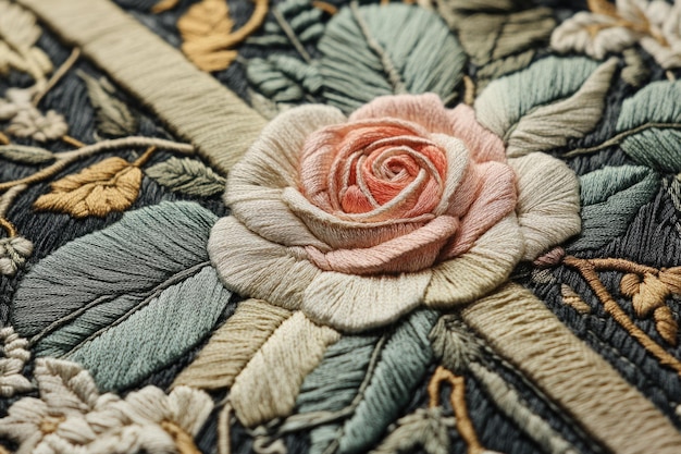 Detail of embroidered floral pattern